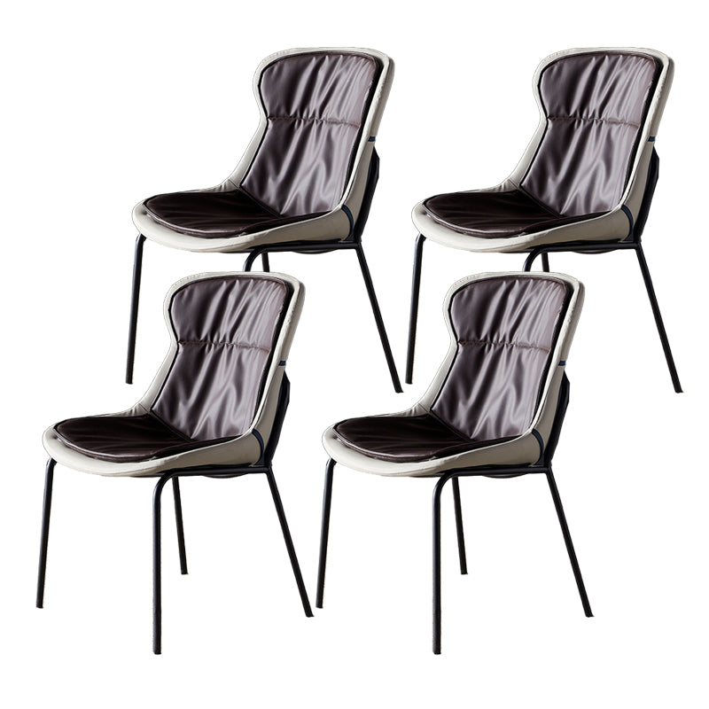 Metal Industrial Indoor-Outdoor Chairs Solid Back Side Chair Dark Brown 4 Piece Set Black Clearhalo ' kitchen&dining_furn' 'Dining Chairs' 'Dining Tables & Seating' 'dining_chair' 'furn' 'furn_dining_chair' 'Furniture' 'furniture_dining_chair' 'Kitchen & Dining Furniture' 'kitchen' 4600380
