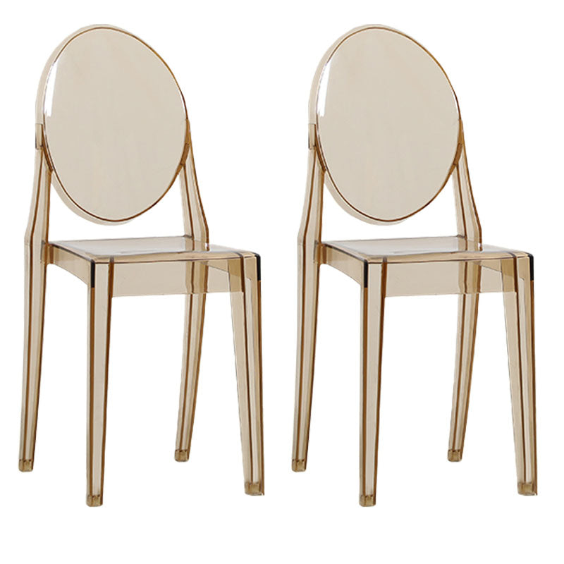 Scandinavian Design Stacking Plastic Dining Armless Chair Open Back Side Chair Amber-Red 2 Piece Set Clearhalo ' kitchen&dining_furn' 'Dining Chairs' 'Dining Tables & Seating' 'dining_chair' 'furn' 'furn_dining_chair' 'Furniture' 'furniture_dining_chair' 'Kitchen & Dining Furniture' 'kitchen' 4600387