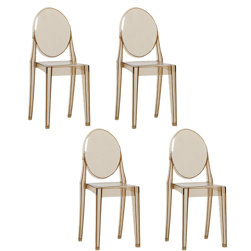 Scandinavian Design Stacking Plastic Dining Armless Chair Open Back Side Chair Amber-Red 4 Piece Set Clearhalo ' kitchen&dining_furn' 'Dining Chairs' 'Dining Tables & Seating' 'dining_chair' 'furn' 'furn_dining_chair' 'Furniture' 'furniture_dining_chair' 'Kitchen & Dining Furniture' 'kitchen' 4600389