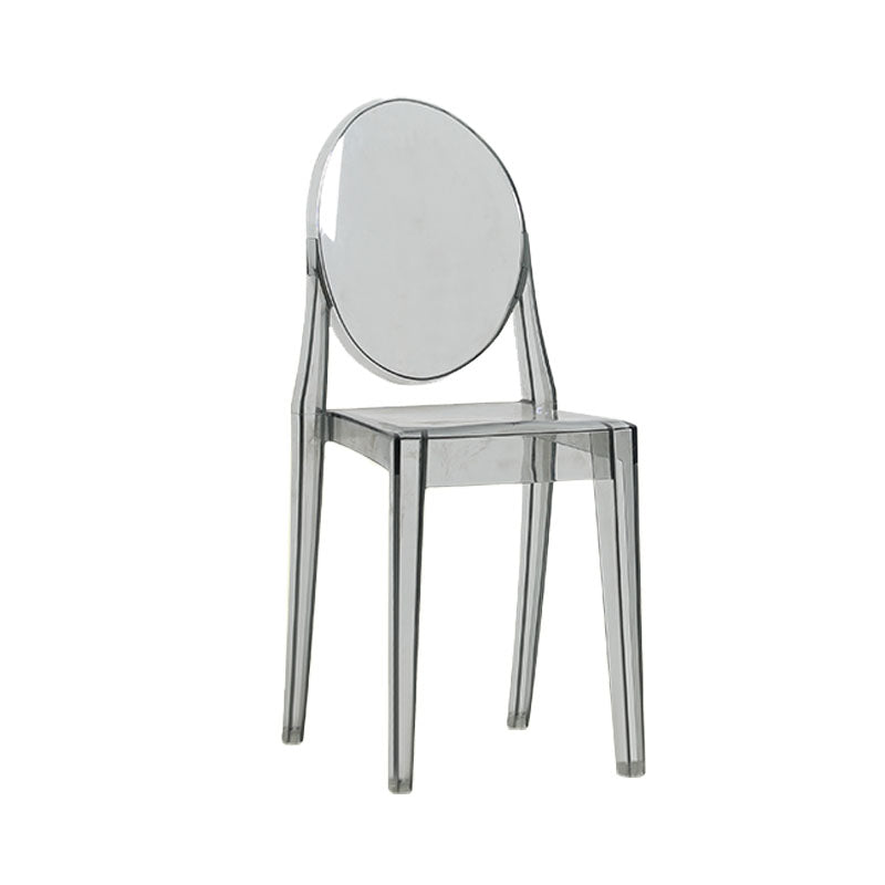 Scandinavian Design Stacking Plastic Dining Armless Chair Open Back Side Chair Smoke Gray 1 Piece Clearhalo ' kitchen&dining_furn' 'Dining Chairs' 'Dining Tables & Seating' 'dining_chair' 'furn' 'furn_dining_chair' 'Furniture' 'furniture_dining_chair' 'Kitchen & Dining Furniture' 'kitchen' 4600391