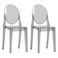 Scandinavian Design Stacking Plastic Dining Armless Chair Open Back Side Chair Smoke Gray 2 Piece Set Clearhalo ' kitchen&dining_furn' 'Dining Chairs' 'Dining Tables & Seating' 'dining_chair' 'furn' 'furn_dining_chair' 'Furniture' 'furniture_dining_chair' 'Kitchen & Dining Furniture' 'kitchen' 4600393
