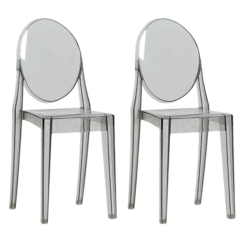 Scandinavian Design Stacking Plastic Dining Armless Chair Open Back Side Chair Smoke Gray 2 Piece Set Clearhalo ' kitchen&dining_furn' 'Dining Chairs' 'Dining Tables & Seating' 'dining_chair' 'furn' 'furn_dining_chair' 'Furniture' 'furniture_dining_chair' 'Kitchen & Dining Furniture' 'kitchen' 4600393