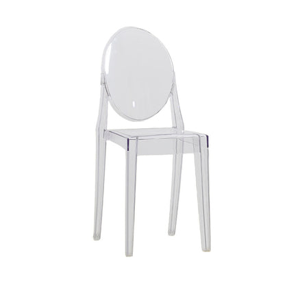 Scandinavian Design Stacking Plastic Dining Armless Chair Open Back Side Chair Clear 1 Piece Clearhalo ' kitchen&dining_furn' 'Dining Chairs' 'Dining Tables & Seating' 'dining_chair' 'furn' 'furn_dining_chair' 'Furniture' 'furniture_dining_chair' 'Kitchen & Dining Furniture' 'kitchen' 4600397