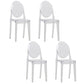 Scandinavian Design Stacking Plastic Dining Armless Chair Open Back Side Chair Clear 4 Piece Set Clearhalo ' kitchen&dining_furn' 'Dining Chairs' 'Dining Tables & Seating' 'dining_chair' 'furn' 'furn_dining_chair' 'Furniture' 'furniture_dining_chair' 'Kitchen & Dining Furniture' 'kitchen' 4600400