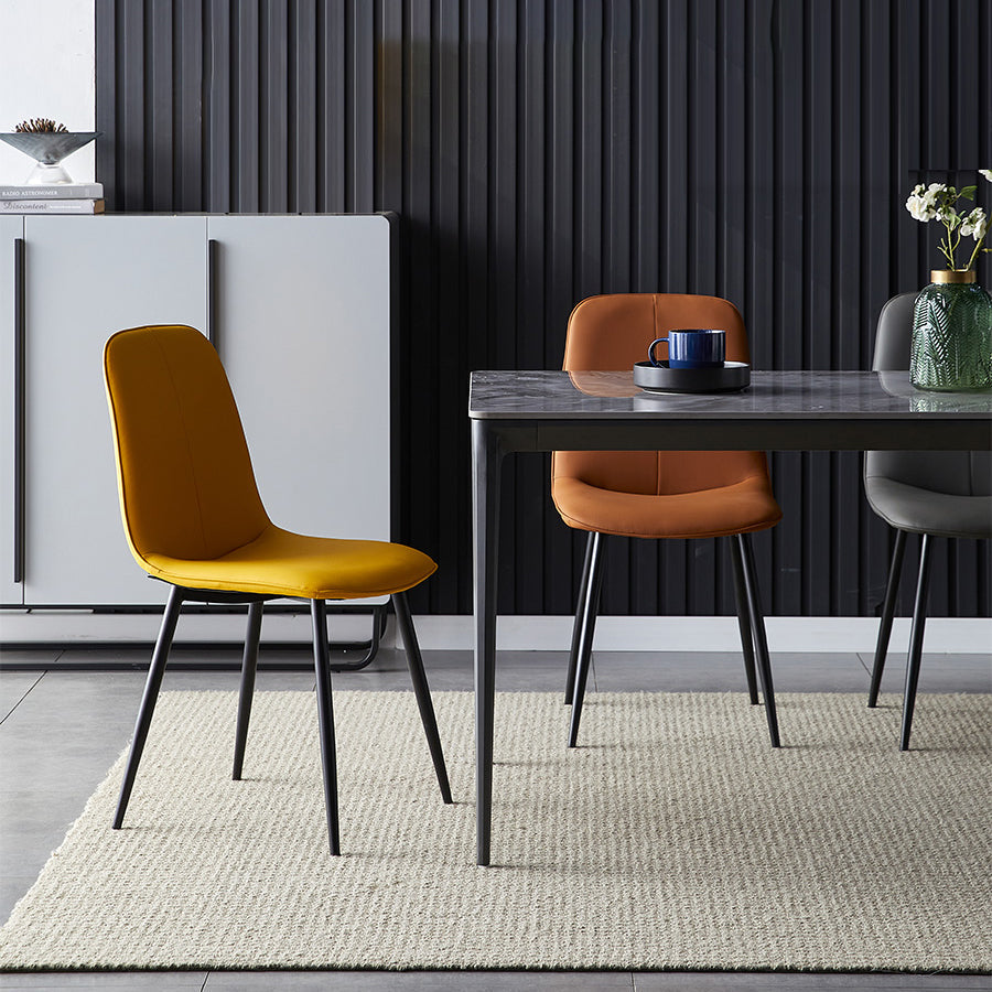 Modern Home Solid Back Side Chair Matte Finish Upholstered Dining Chair Clearhalo ' kitchen&dining_furn' 'Dining Chairs' 'Dining Tables & Seating' 'dining_chair' 'furn' 'furn_dining_chair' 'Furniture' 'furniture_dining_chair' 'Kitchen & Dining Furniture' 'kitchen' 4600408