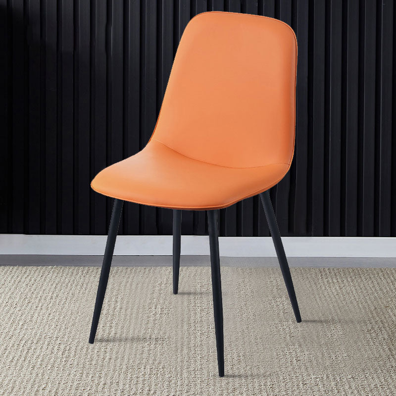 Modern Home Solid Back Side Chair Matte Finish Upholstered Dining Chair Orange 1 Piece Clearhalo ' kitchen&dining_furn' 'Dining Chairs' 'Dining Tables & Seating' 'dining_chair' 'furn' 'furn_dining_chair' 'Furniture' 'furniture_dining_chair' 'Kitchen & Dining Furniture' 'kitchen' 4600415