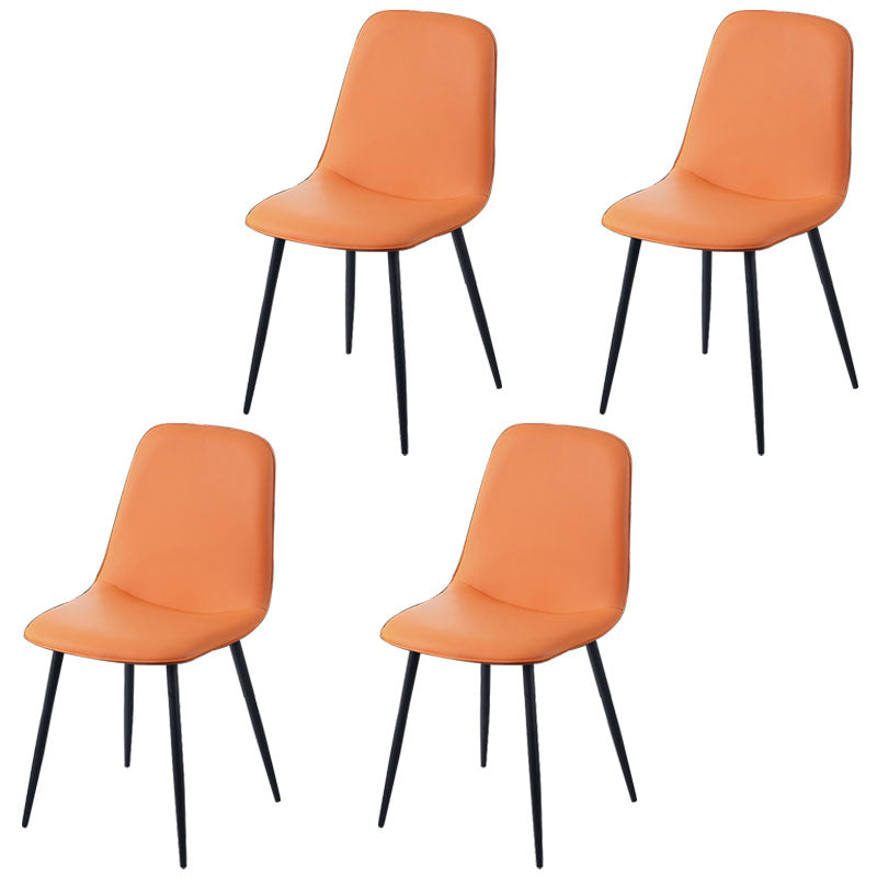 Modern Home Solid Back Side Chair Matte Finish Upholstered Dining Chair Orange 4 Piece Set Clearhalo ' kitchen&dining_furn' 'Dining Chairs' 'Dining Tables & Seating' 'dining_chair' 'furn' 'furn_dining_chair' 'Furniture' 'furniture_dining_chair' 'Kitchen & Dining Furniture' 'kitchen' 4600419