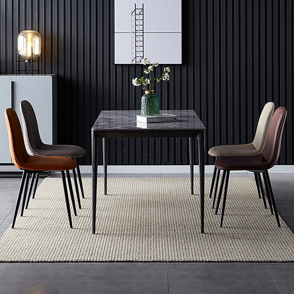 Modern Home Solid Back Side Chair Matte Finish Upholstered Dining Chair Clearhalo ' kitchen&dining_furn' 'Dining Chairs' 'Dining Tables & Seating' 'dining_chair' 'furn' 'furn_dining_chair' 'Furniture' 'furniture_dining_chair' 'Kitchen & Dining Furniture' 'kitchen' 4600422