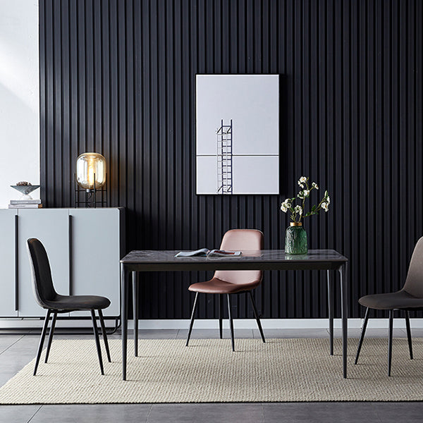 Modern Home Solid Back Side Chair Matte Finish Upholstered Dining Chair Clearhalo ' kitchen&dining_furn' 'Dining Chairs' 'Dining Tables & Seating' 'dining_chair' 'furn' 'furn_dining_chair' 'Furniture' 'furniture_dining_chair' 'Kitchen & Dining Furniture' 'kitchen' 4600425