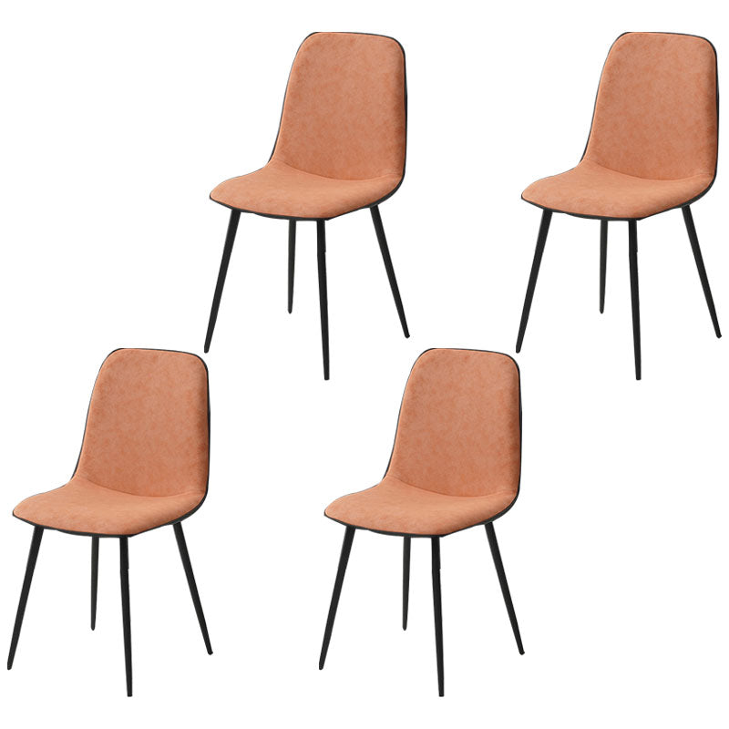 Modern Home Solid Back Side Chair Matte Finish Upholstered Dining Chair Pink-Orange 4 Piece Set Clearhalo ' kitchen&dining_furn' 'Dining Chairs' 'Dining Tables & Seating' 'dining_chair' 'furn' 'furn_dining_chair' 'Furniture' 'furniture_dining_chair' 'Kitchen & Dining Furniture' 'kitchen' 4600431