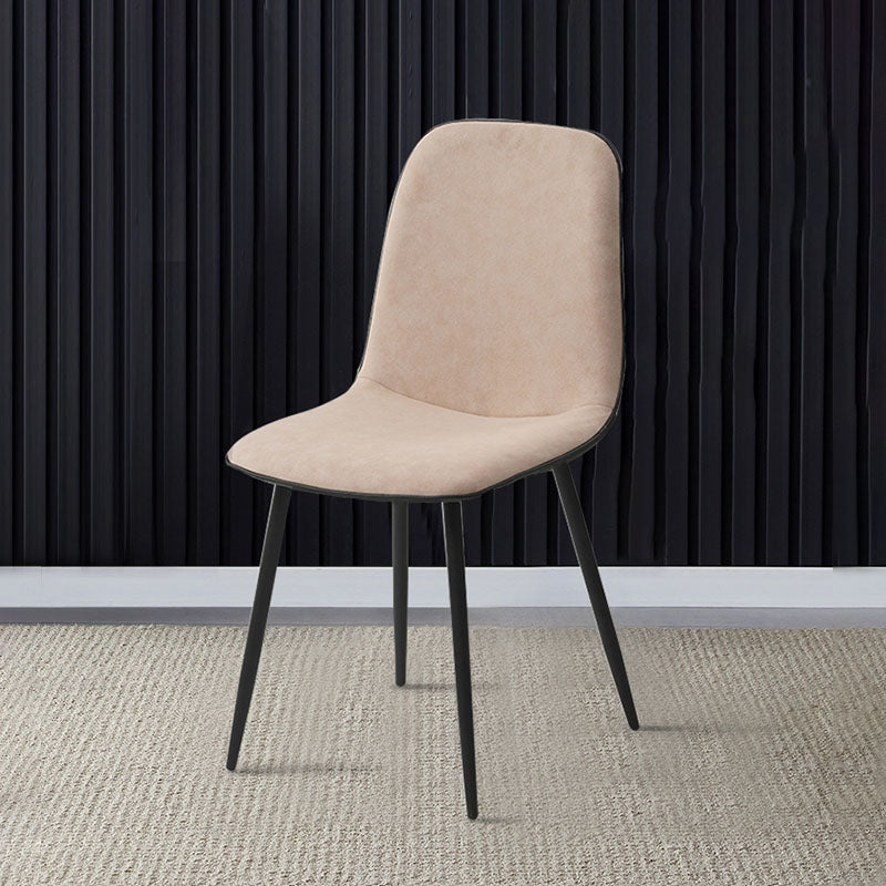 Modern Home Solid Back Side Chair Matte Finish Upholstered Dining Chair Off-White 1 Piece Clearhalo ' kitchen&dining_furn' 'Dining Chairs' 'Dining Tables & Seating' 'dining_chair' 'furn' 'furn_dining_chair' 'Furniture' 'furniture_dining_chair' 'Kitchen & Dining Furniture' 'kitchen' 4600432