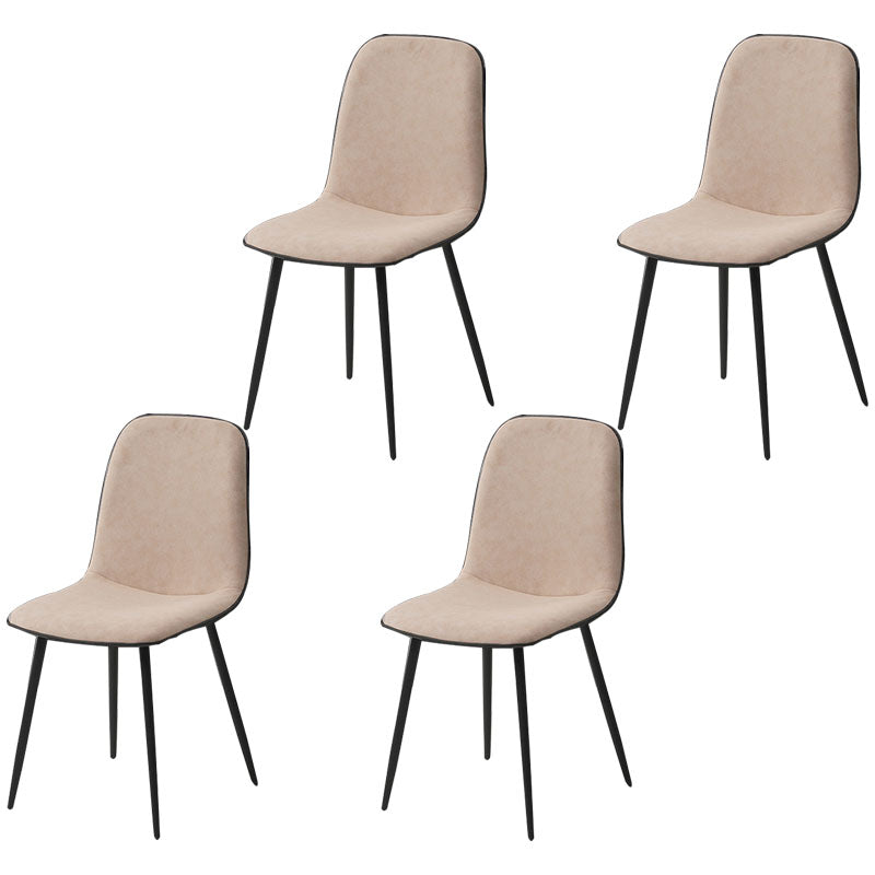 Modern Home Solid Back Side Chair Matte Finish Upholstered Dining Chair Off-White 4 Piece Set Clearhalo ' kitchen&dining_furn' 'Dining Chairs' 'Dining Tables & Seating' 'dining_chair' 'furn' 'furn_dining_chair' 'Furniture' 'furniture_dining_chair' 'Kitchen & Dining Furniture' 'kitchen' 4600434