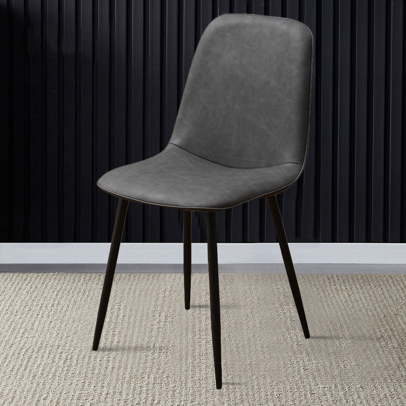Modern Home Solid Back Side Chair Matte Finish Upholstered Dining Chair Dark Gray 1 Piece Clearhalo ' kitchen&dining_furn' 'Dining Chairs' 'Dining Tables & Seating' 'dining_chair' 'furn' 'furn_dining_chair' 'Furniture' 'furniture_dining_chair' 'Kitchen & Dining Furniture' 'kitchen' 4600435