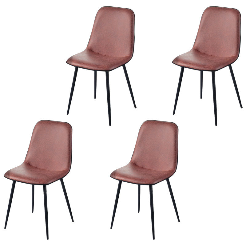 Modern Home Solid Back Side Chair Matte Finish Upholstered Dining Chair Brick Red 4 Piece Set Clearhalo ' kitchen&dining_furn' 'Dining Chairs' 'Dining Tables & Seating' 'dining_chair' 'furn' 'furn_dining_chair' 'Furniture' 'furniture_dining_chair' 'Kitchen & Dining Furniture' 'kitchen' 4600440