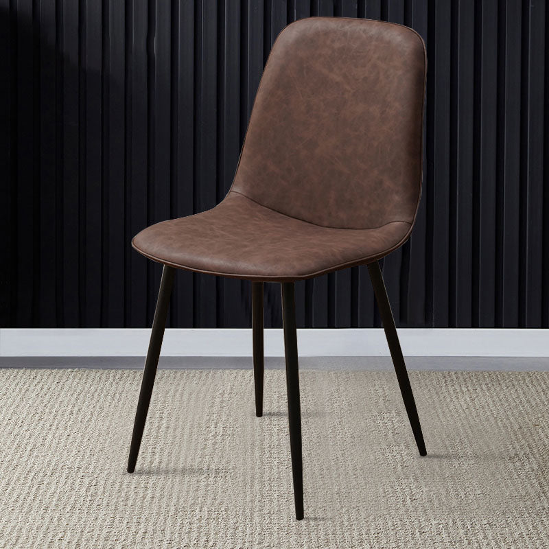 Modern Home Solid Back Side Chair Matte Finish Upholstered Dining Chair Dark Brown 1 Piece Clearhalo ' kitchen&dining_furn' 'Dining Chairs' 'Dining Tables & Seating' 'dining_chair' 'furn' 'furn_dining_chair' 'Furniture' 'furniture_dining_chair' 'Kitchen & Dining Furniture' 'kitchen' 4600441