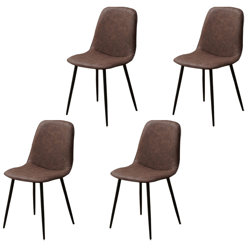 Modern Home Solid Back Side Chair Matte Finish Upholstered Dining Chair Dark Brown 4 Piece Set Clearhalo ' kitchen&dining_furn' 'Dining Chairs' 'Dining Tables & Seating' 'dining_chair' 'furn' 'furn_dining_chair' 'Furniture' 'furniture_dining_chair' 'Kitchen & Dining Furniture' 'kitchen' 4600443