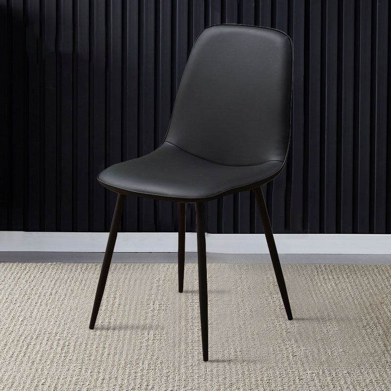 Modern Home Solid Back Side Chair Matte Finish Upholstered Dining Chair Black 1 Piece Clearhalo ' kitchen&dining_furn' 'Dining Chairs' 'Dining Tables & Seating' 'dining_chair' 'furn' 'furn_dining_chair' 'Furniture' 'furniture_dining_chair' 'Kitchen & Dining Furniture' 'kitchen' 4600444