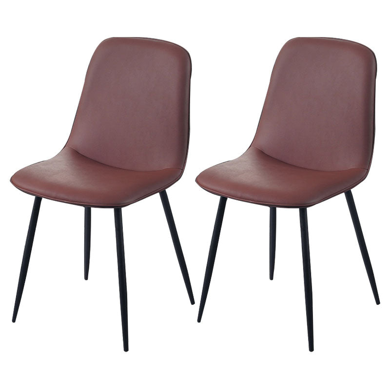 Modern Home Solid Back Side Chair Matte Finish Upholstered Dining Chair Red Brown 2 Piece Set Clearhalo ' kitchen&dining_furn' 'Dining Chairs' 'Dining Tables & Seating' 'dining_chair' 'furn' 'furn_dining_chair' 'Furniture' 'furniture_dining_chair' 'Kitchen & Dining Furniture' 'kitchen' 4600454