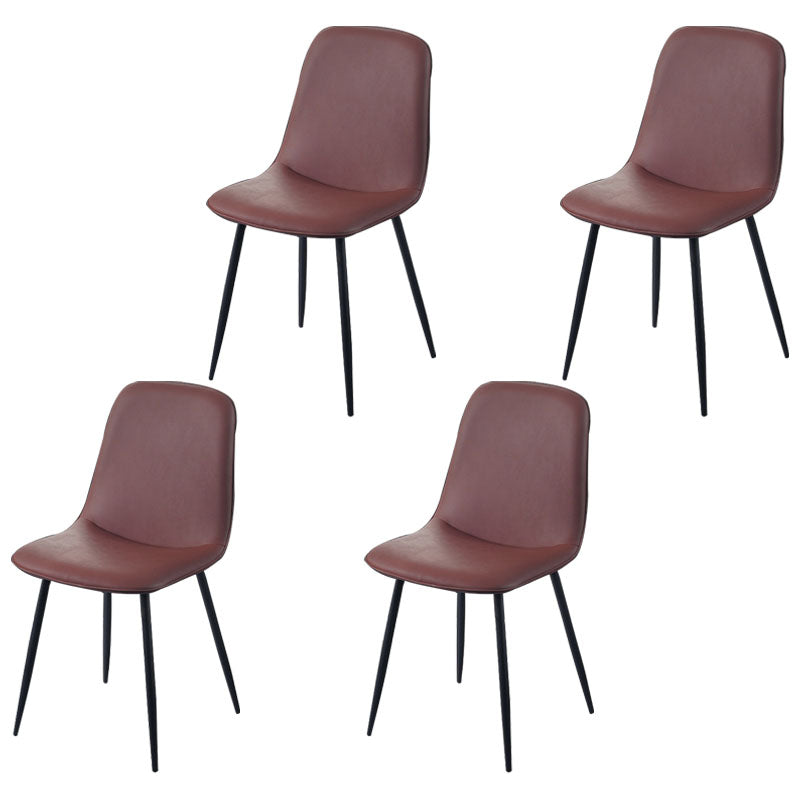 Modern Home Solid Back Side Chair Matte Finish Upholstered Dining Chair Red Brown 4 Piece Set Clearhalo ' kitchen&dining_furn' 'Dining Chairs' 'Dining Tables & Seating' 'dining_chair' 'furn' 'furn_dining_chair' 'Furniture' 'furniture_dining_chair' 'Kitchen & Dining Furniture' 'kitchen' 4600455