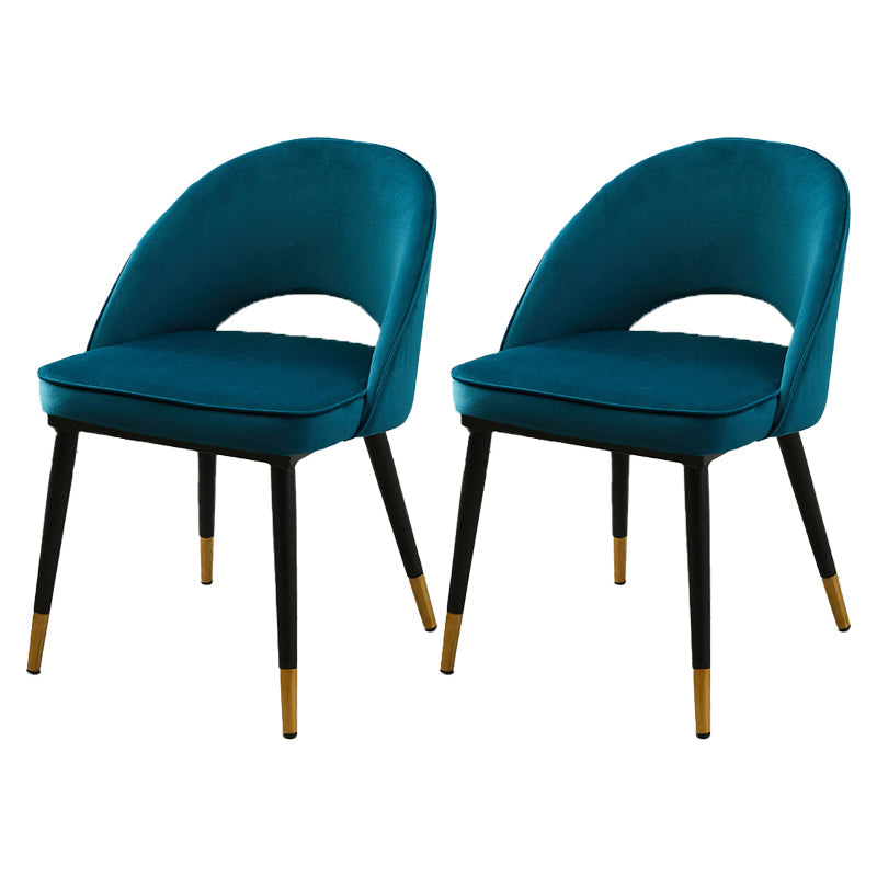 Modern Home Open Back Side Chair Matte Finish Fabric Dining Chair Dark Blue Set of 2 Clearhalo ' kitchen&dining_furn' 'Dining Chairs' 'Dining Tables & Seating' 'dining_chair' 'Furniture' 'furniture_dining_chair' 'Kitchen & Dining Furniture' 'kitchen' 4600479