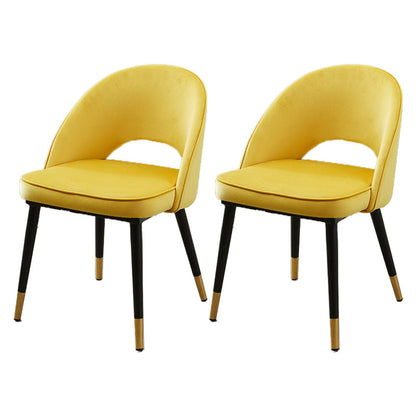 Modern Home Open Back Side Chair Matte Finish Fabric Dining Chair Yellow Set of 2 Clearhalo ' kitchen&dining_furn' 'Dining Chairs' 'Dining Tables & Seating' 'dining_chair' 'Furniture' 'furniture_dining_chair' 'Kitchen & Dining Furniture' 'kitchen' 4600480