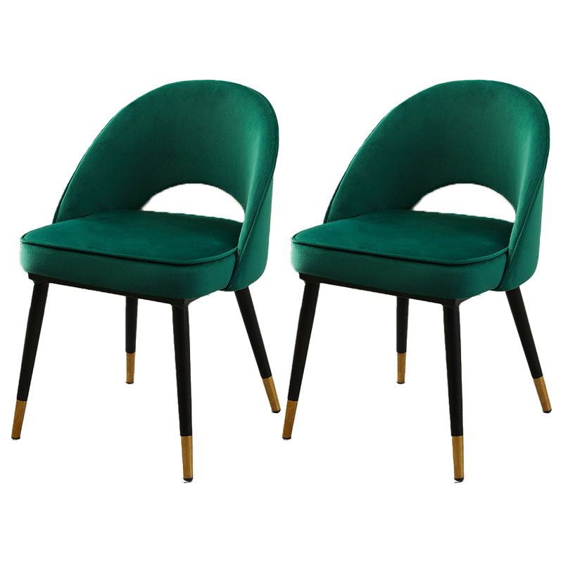 Modern Home Open Back Side Chair Matte Finish Fabric Dining Chair Blackish Green Set of 2 Clearhalo ' kitchen&dining_furn' 'Dining Chairs' 'Dining Tables & Seating' 'dining_chair' 'Furniture' 'furniture_dining_chair' 'Kitchen & Dining Furniture' 'kitchen' 4600482