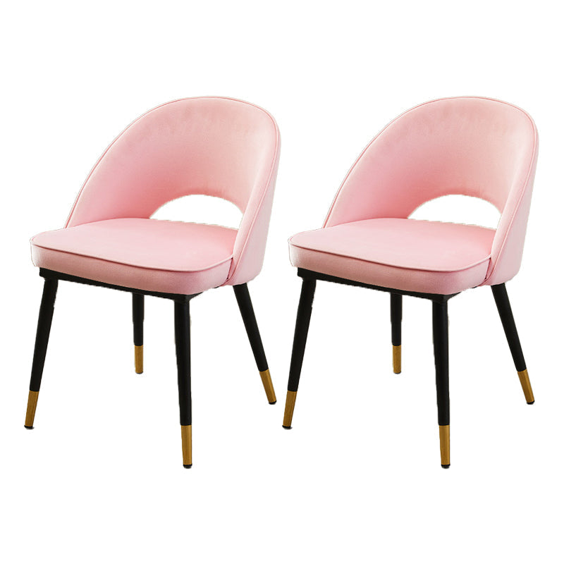 Modern Home Open Back Side Chair Matte Finish Fabric Dining Chair Pink Set of 2 Clearhalo ' kitchen&dining_furn' 'Dining Chairs' 'Dining Tables & Seating' 'dining_chair' 'Furniture' 'furniture_dining_chair' 'Kitchen & Dining Furniture' 'kitchen' 4600486