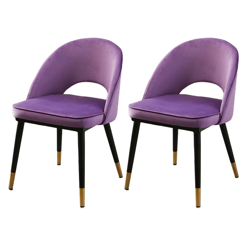 Modern Home Open Back Side Chair Matte Finish Fabric Dining Chair Purple Set of 2 Clearhalo ' kitchen&dining_furn' 'Dining Chairs' 'Dining Tables & Seating' 'dining_chair' 'Furniture' 'furniture_dining_chair' 'Kitchen & Dining Furniture' 'kitchen' 4600492
