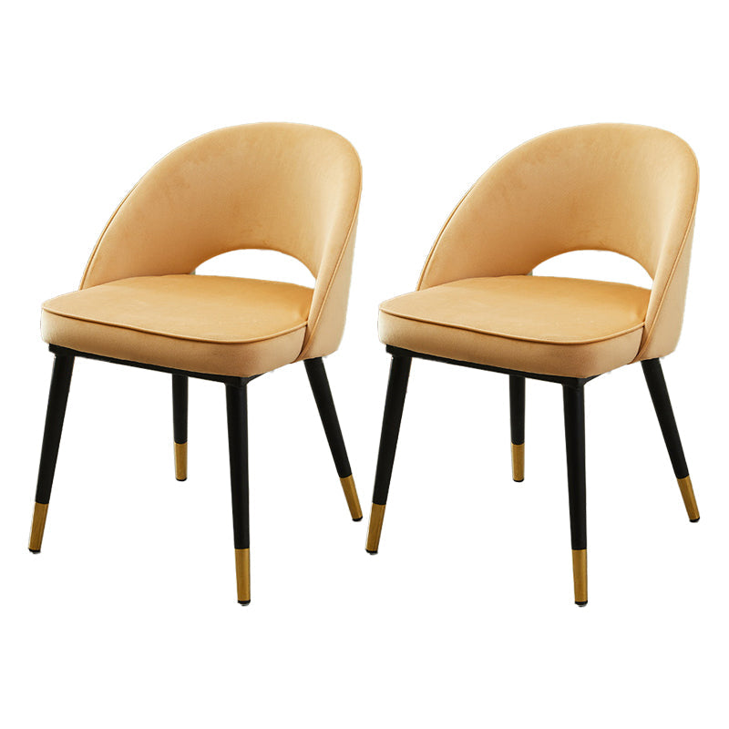 Modern Home Open Back Side Chair Matte Finish Fabric Dining Chair Apricot Set of 2 Clearhalo ' kitchen&dining_furn' 'Dining Chairs' 'Dining Tables & Seating' 'dining_chair' 'Furniture' 'furniture_dining_chair' 'Kitchen & Dining Furniture' 'kitchen' 4600494