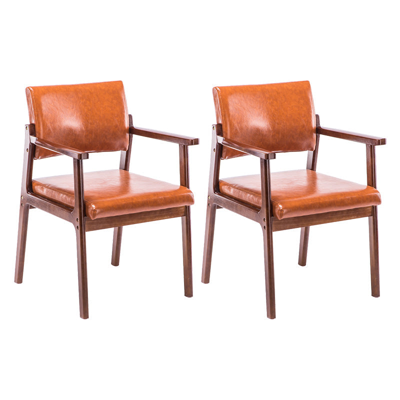 Modern Balcony Open Back Arm Chair Matte Finish Upholstered Dining Chair Brown Set of 2 Clearhalo ' kitchen&dining_furn' 'Dining Chairs' 'Dining Tables & Seating' 'dining_chair' 'Furniture' 'furniture_dining_chair' 'Kitchen & Dining Furniture' 'kitchen' 4600502