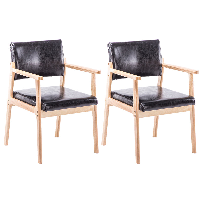 Modern Balcony Open Back Arm Chair Matte Finish Upholstered Dining Chair Black Set of 2 Clearhalo ' kitchen&dining_furn' 'Dining Chairs' 'Dining Tables & Seating' 'dining_chair' 'Furniture' 'furniture_dining_chair' 'Kitchen & Dining Furniture' 'kitchen' 4600508