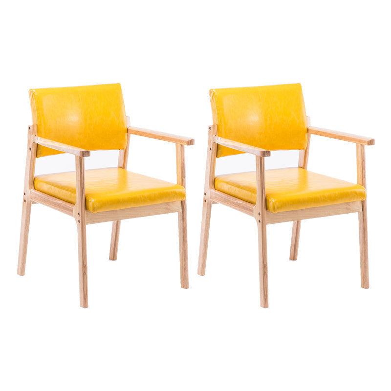 Modern Balcony Open Back Arm Chair Matte Finish Upholstered Dining Chair Yellow Set of 2 Clearhalo ' kitchen&dining_furn' 'Dining Chairs' 'Dining Tables & Seating' 'dining_chair' 'Furniture' 'furniture_dining_chair' 'Kitchen & Dining Furniture' 'kitchen' 4600519