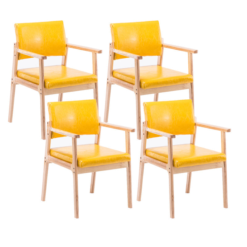 Modern Balcony Open Back Arm Chair Matte Finish Upholstered Dining Chair Yellow Set of 4 Clearhalo ' kitchen&dining_furn' 'Dining Chairs' 'Dining Tables & Seating' 'dining_chair' 'Furniture' 'furniture_dining_chair' 'Kitchen & Dining Furniture' 'kitchen' 4600521