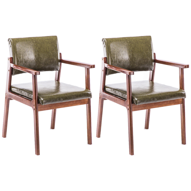 Modern Balcony Open Back Arm Chair Matte Finish Upholstered Dining Chair Dark Green Set of 2 Clearhalo ' kitchen&dining_furn' 'Dining Chairs' 'Dining Tables & Seating' 'dining_chair' 'Furniture' 'furniture_dining_chair' 'Kitchen & Dining Furniture' 'kitchen' 4600535