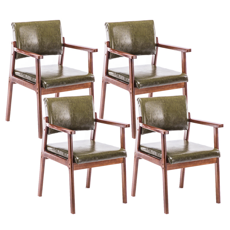 Modern Balcony Open Back Arm Chair Matte Finish Upholstered Dining Chair Dark Green Set of 4 Clearhalo ' kitchen&dining_furn' 'Dining Chairs' 'Dining Tables & Seating' 'dining_chair' 'Furniture' 'furniture_dining_chair' 'Kitchen & Dining Furniture' 'kitchen' 4600536
