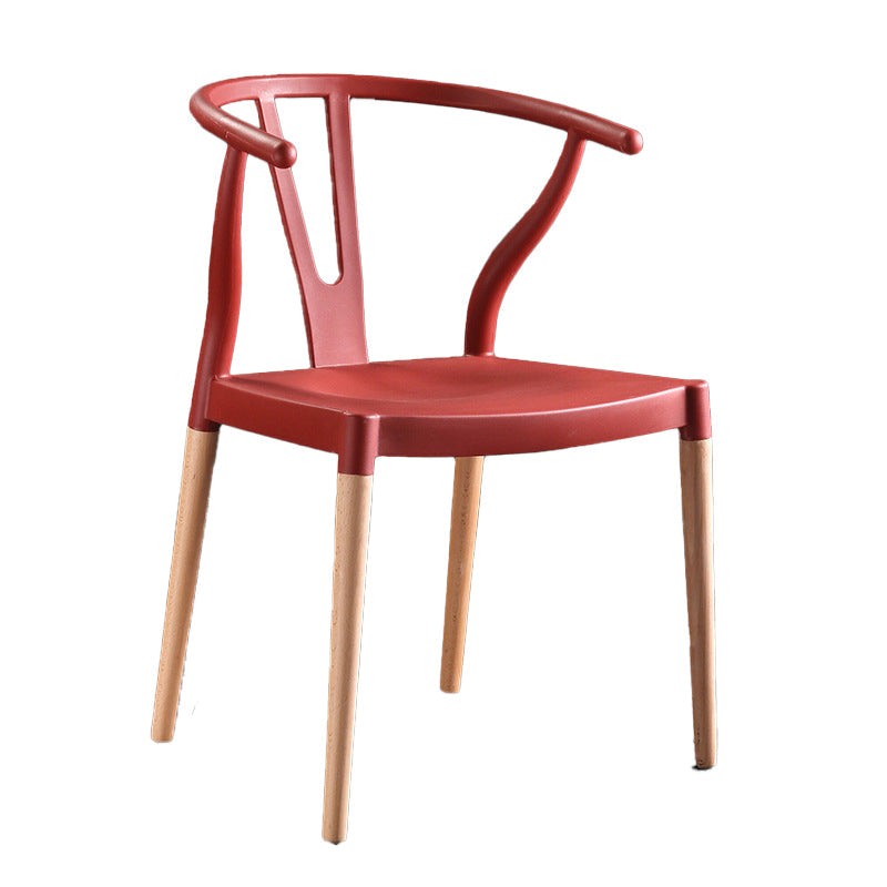 Modern Beech Wishbone Arm Chair Matte Finish Plastic Dining Chair Brick Red 1 Piece Clearhalo ' kitchen&dining_furn' 'Dining Chairs' 'Dining Tables & Seating' 'dining_chair' 'Furniture' 'furniture_dining_chair' 'Kitchen & Dining Furniture' 'kitchen' 4600542