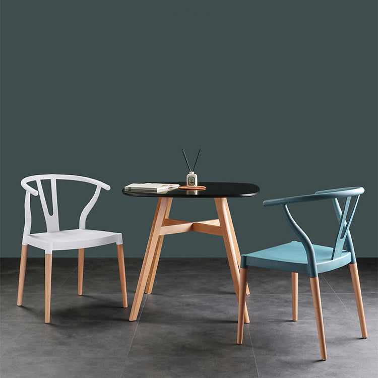 Modern Beech Wishbone Arm Chair Matte Finish Plastic Dining Chair Clearhalo ' kitchen&dining_furn' 'Dining Chairs' 'Dining Tables & Seating' 'dining_chair' 'Furniture' 'furniture_dining_chair' 'Kitchen & Dining Furniture' 'kitchen' 4600544