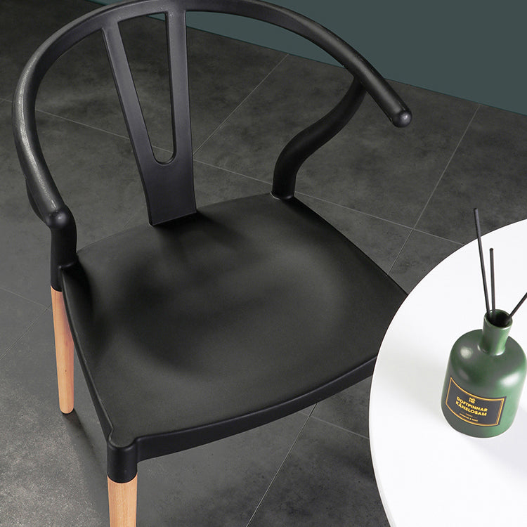 Modern Beech Wishbone Arm Chair Matte Finish Plastic Dining Chair Clearhalo ' kitchen&dining_furn' 'Dining Chairs' 'Dining Tables & Seating' 'dining_chair' 'Furniture' 'furniture_dining_chair' 'Kitchen & Dining Furniture' 'kitchen' 4600547
