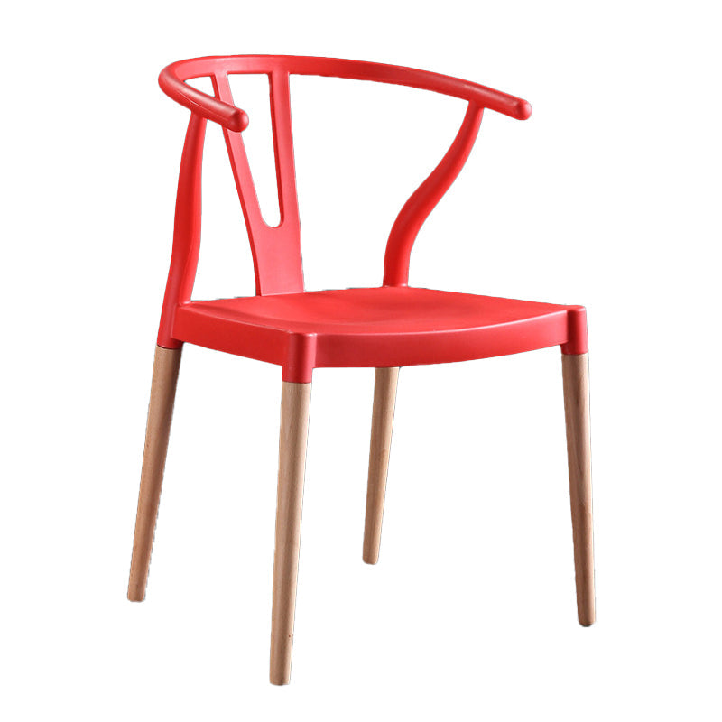 Modern Beech Wishbone Arm Chair Matte Finish Plastic Dining Chair Red 1 Piece Clearhalo ' kitchen&dining_furn' 'Dining Chairs' 'Dining Tables & Seating' 'dining_chair' 'Furniture' 'furniture_dining_chair' 'Kitchen & Dining Furniture' 'kitchen' 4600548