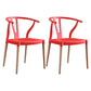 Modern Beech Wishbone Arm Chair Matte Finish Plastic Dining Chair Red Set of 2 Clearhalo ' kitchen&dining_furn' 'Dining Chairs' 'Dining Tables & Seating' 'dining_chair' 'Furniture' 'furniture_dining_chair' 'Kitchen & Dining Furniture' 'kitchen' 4600549