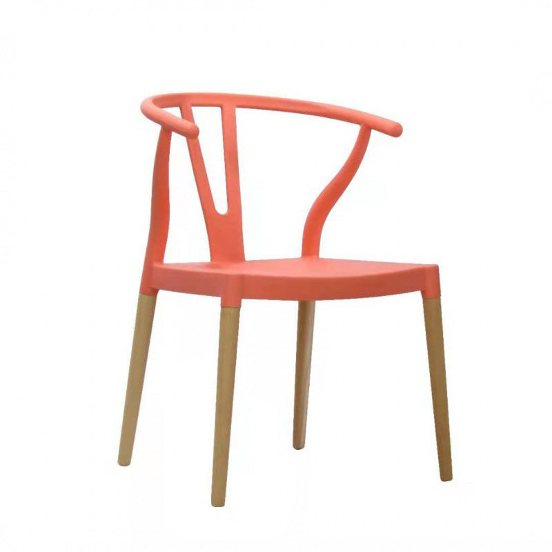 Modern Beech Wishbone Arm Chair Matte Finish Plastic Dining Chair Clearhalo ' kitchen&dining_furn' 'Dining Chairs' 'Dining Tables & Seating' 'dining_chair' 'Furniture' 'furniture_dining_chair' 'Kitchen & Dining Furniture' 'kitchen' 4600550