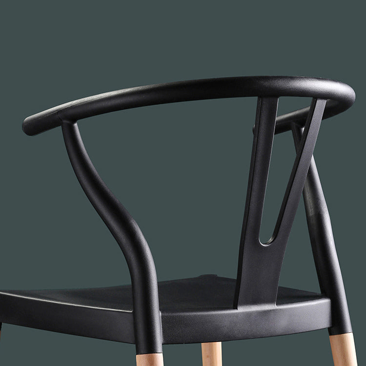 Modern Beech Wishbone Arm Chair Matte Finish Plastic Dining Chair Clearhalo ' kitchen&dining_furn' 'Dining Chairs' 'Dining Tables & Seating' 'dining_chair' 'Furniture' 'furniture_dining_chair' 'Kitchen & Dining Furniture' 'kitchen' 4600552