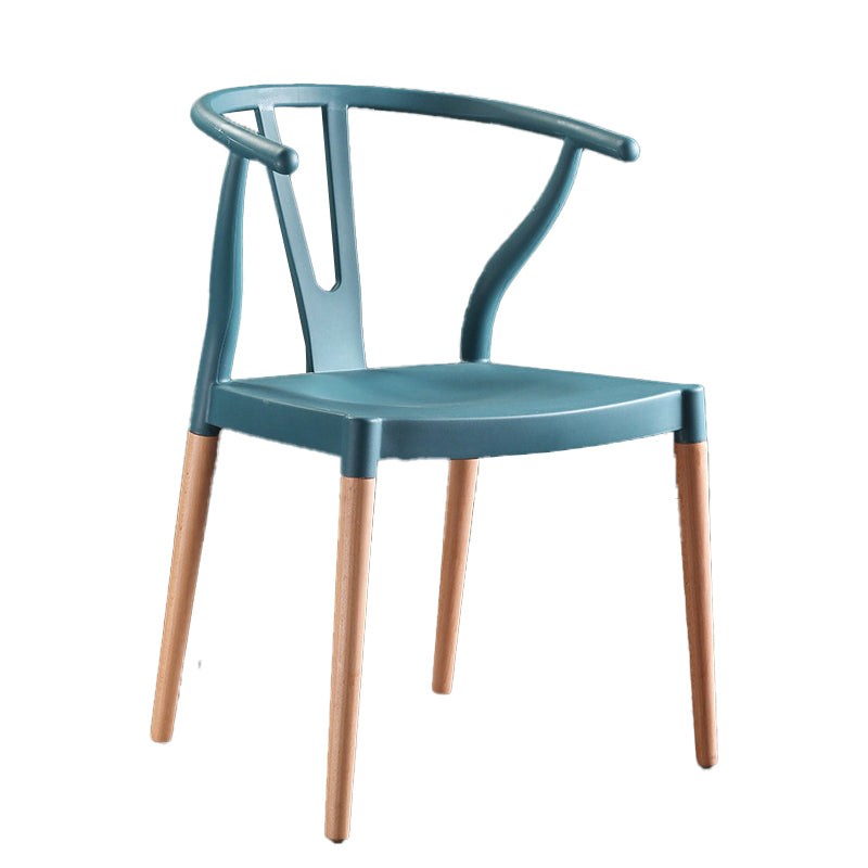 Modern Beech Wishbone Arm Chair Matte Finish Plastic Dining Chair Lake Blue 1 Piece Clearhalo ' kitchen&dining_furn' 'Dining Chairs' 'Dining Tables & Seating' 'dining_chair' 'Furniture' 'furniture_dining_chair' 'Kitchen & Dining Furniture' 'kitchen' 4600553