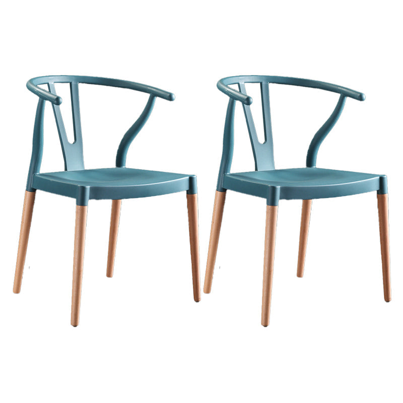 Modern Beech Wishbone Arm Chair Matte Finish Plastic Dining Chair Lake Blue Set of 2 Clearhalo ' kitchen&dining_furn' 'Dining Chairs' 'Dining Tables & Seating' 'dining_chair' 'Furniture' 'furniture_dining_chair' 'Kitchen & Dining Furniture' 'kitchen' 4600555
