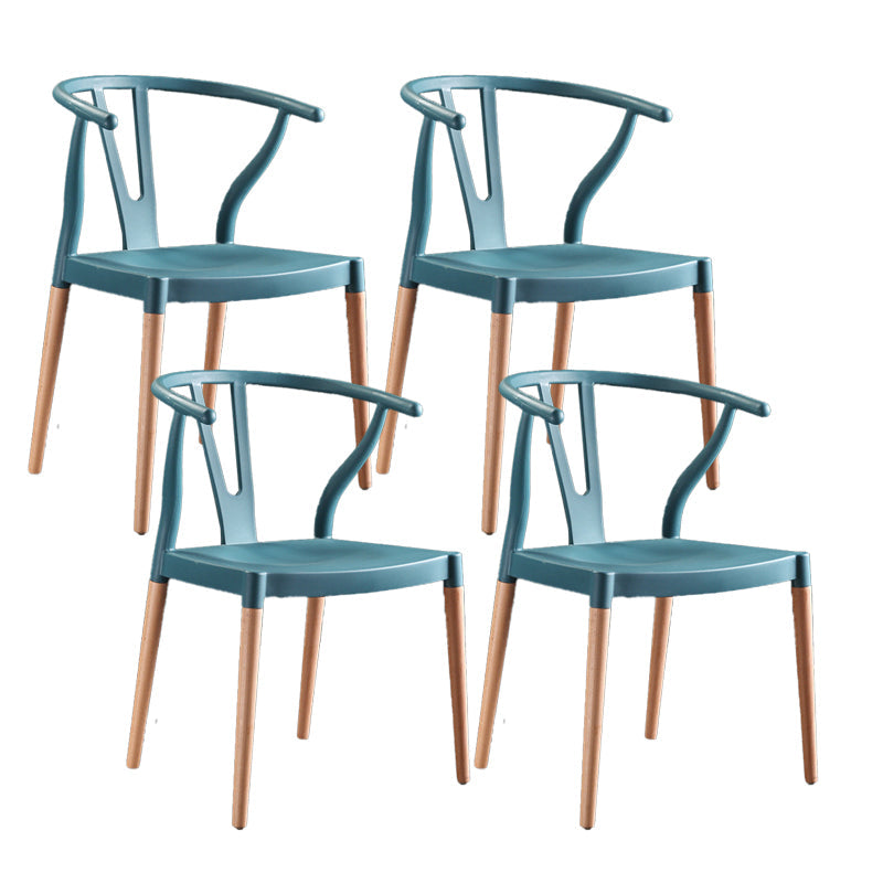 Modern Beech Wishbone Arm Chair Matte Finish Plastic Dining Chair Lake Blue Set of 4 Clearhalo ' kitchen&dining_furn' 'Dining Chairs' 'Dining Tables & Seating' 'dining_chair' 'Furniture' 'furniture_dining_chair' 'Kitchen & Dining Furniture' 'kitchen' 4600558
