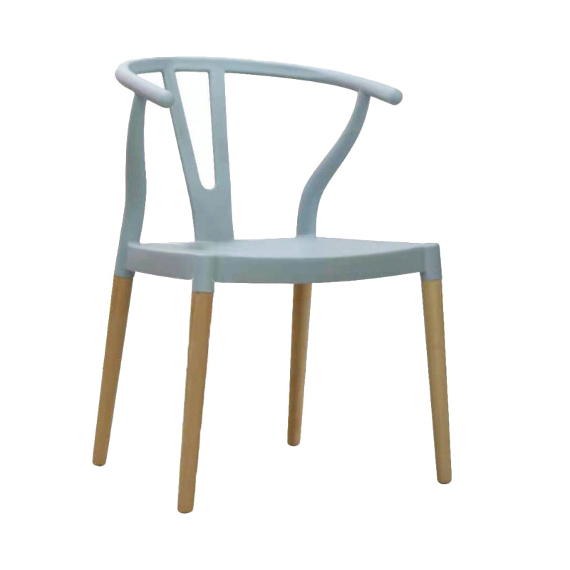 Modern Beech Wishbone Arm Chair Matte Finish Plastic Dining Chair Gray-Blue 1 Piece Clearhalo ' kitchen&dining_furn' 'Dining Chairs' 'Dining Tables & Seating' 'dining_chair' 'Furniture' 'furniture_dining_chair' 'Kitchen & Dining Furniture' 'kitchen' 4600563