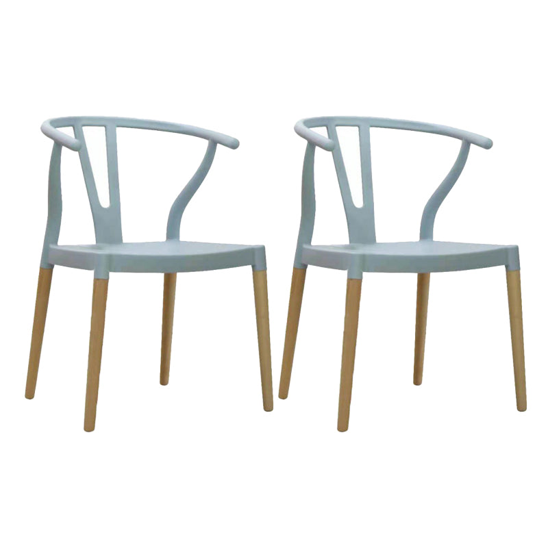 Modern Beech Wishbone Arm Chair Matte Finish Plastic Dining Chair Gray-Blue Set of 2 Clearhalo ' kitchen&dining_furn' 'Dining Chairs' 'Dining Tables & Seating' 'dining_chair' 'Furniture' 'furniture_dining_chair' 'Kitchen & Dining Furniture' 'kitchen' 4600564
