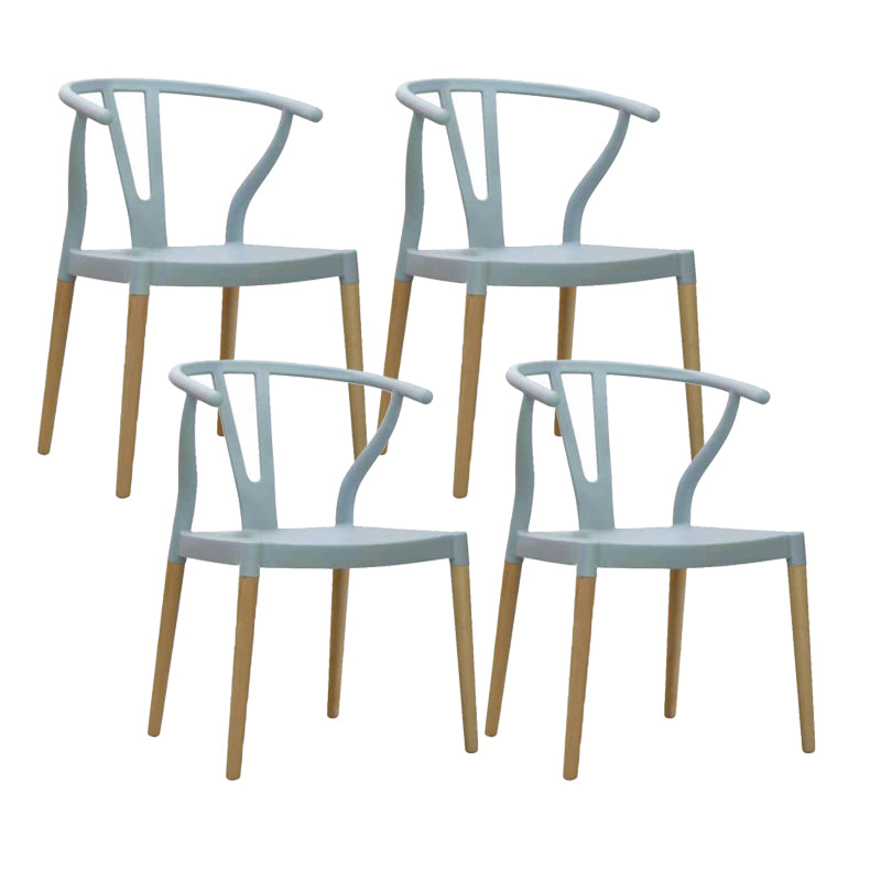 Modern Beech Wishbone Arm Chair Matte Finish Plastic Dining Chair Gray-Blue Set of 4 Clearhalo ' kitchen&dining_furn' 'Dining Chairs' 'Dining Tables & Seating' 'dining_chair' 'Furniture' 'furniture_dining_chair' 'Kitchen & Dining Furniture' 'kitchen' 4600565