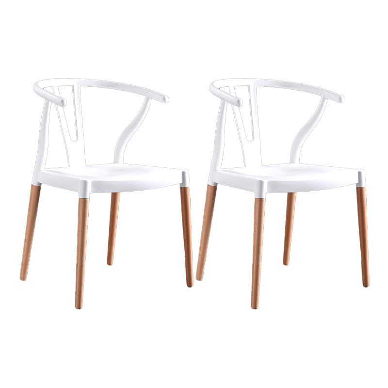 Modern Beech Wishbone Arm Chair Matte Finish Plastic Dining Chair White Set of 2 Clearhalo ' kitchen&dining_furn' 'Dining Chairs' 'Dining Tables & Seating' 'dining_chair' 'Furniture' 'furniture_dining_chair' 'Kitchen & Dining Furniture' 'kitchen' 4600567