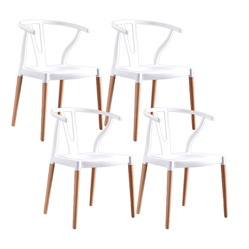 Modern Beech Wishbone Arm Chair Matte Finish Plastic Dining Chair White Set of 4 Clearhalo ' kitchen&dining_furn' 'Dining Chairs' 'Dining Tables & Seating' 'dining_chair' 'Furniture' 'furniture_dining_chair' 'Kitchen & Dining Furniture' 'kitchen' 4600568